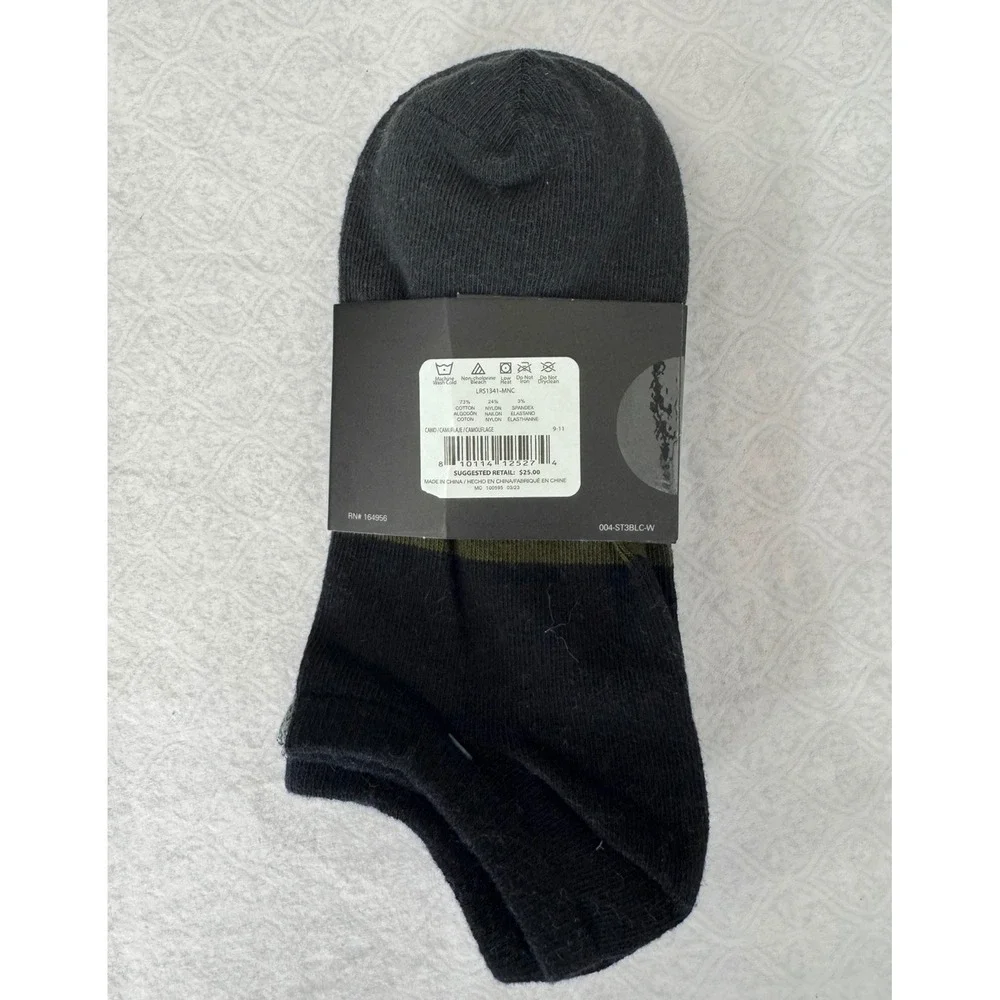 Sanctuary Mens Womens 3 Pack Low Cut Socks Camo Green‎ Grey Black New